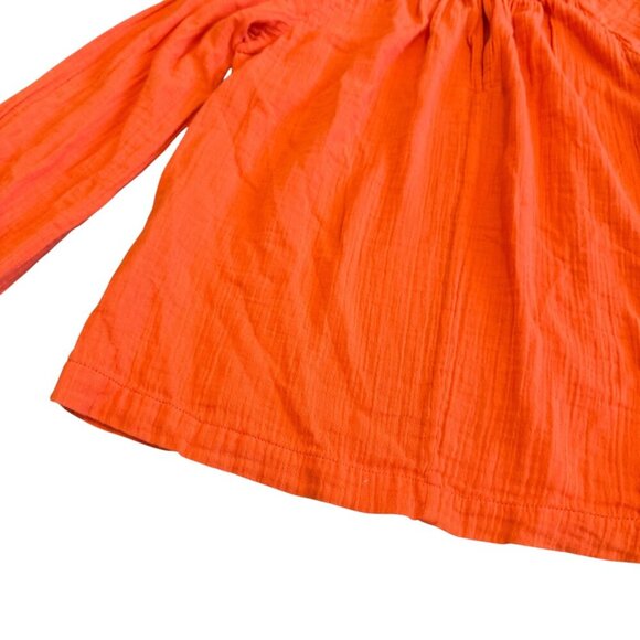 Gap Bright Orange Long Sleeve Shirt Top Blouse Comfy Gauze Crew Neck Size Small - Picture 3 of 10